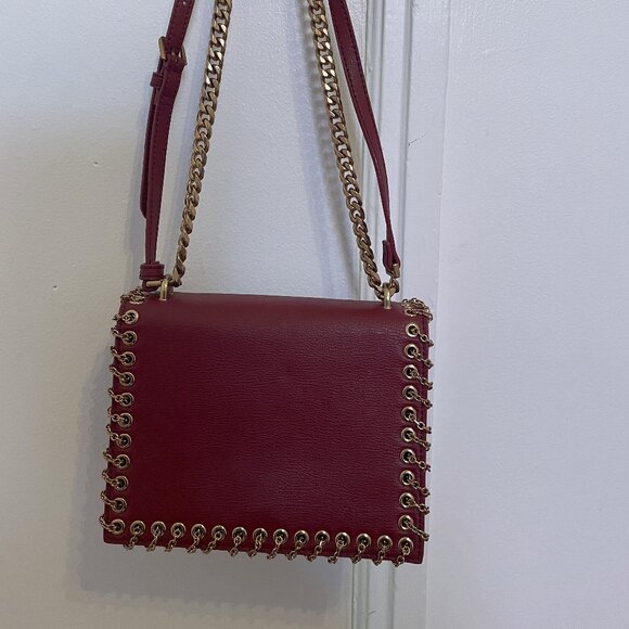 Red Metal Chain Leather Bag - Picture 6 of 10